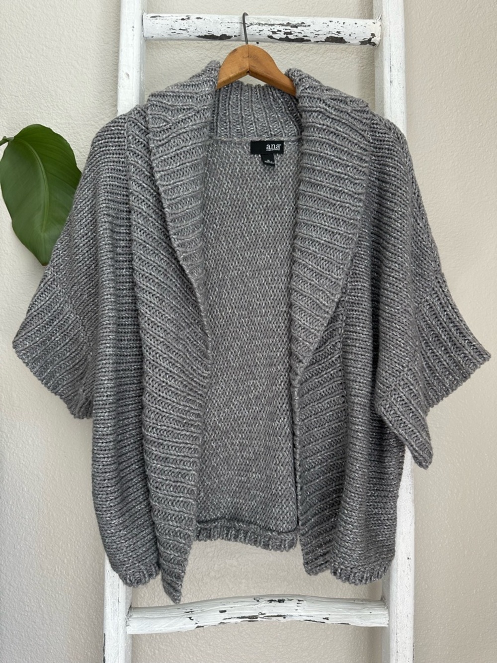 a.n.a Gray Chunky Open-Front Shawl Cardigan